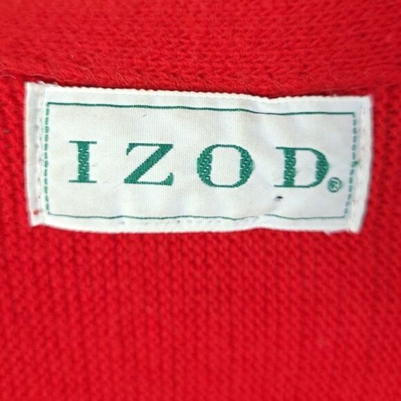 Izod Cardigan Sweater Vintage 80s 90s Grandpa Sweater Made In USA Mens Size Larg - Picture 5 of 6